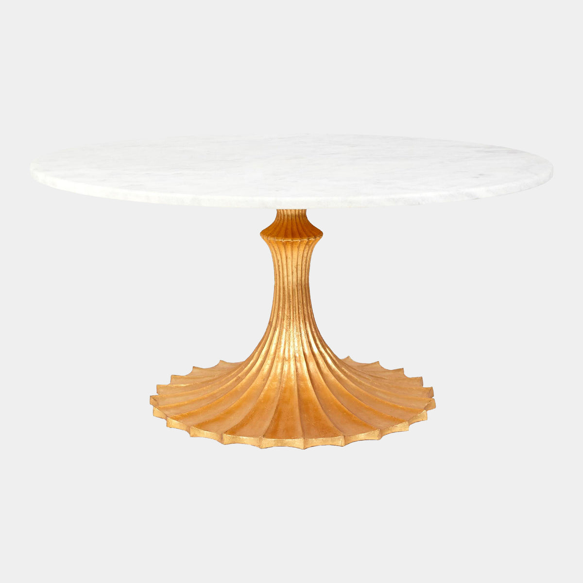 Landry Flute Table-60" Marble Top-34" Gold Base