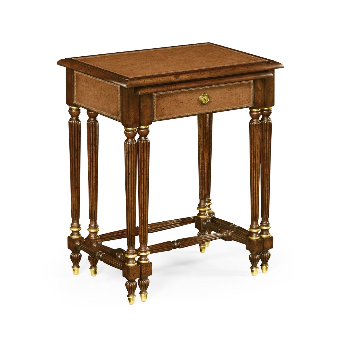 Mahogany Leather Nest of Tables w/Drawer ( 499188 )