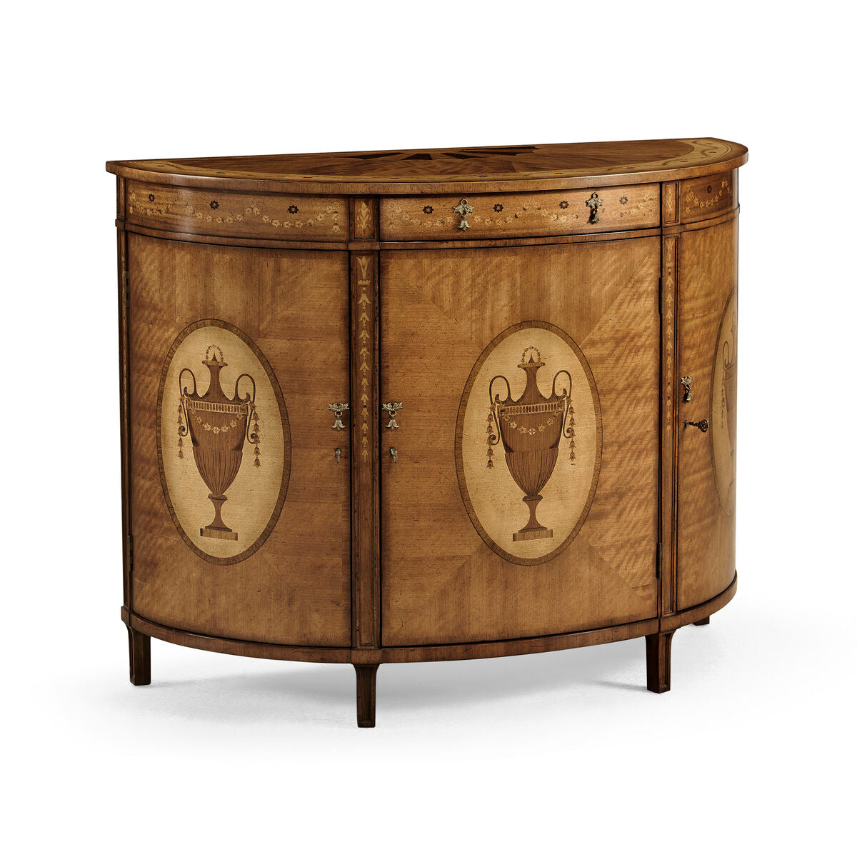 Satinwood&Marquetry Demilune Cabinet ( 492253-SAM )