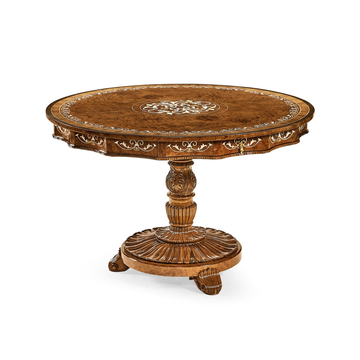 Burl & mother of pearl centre table ( 499329-BRW-MOP )