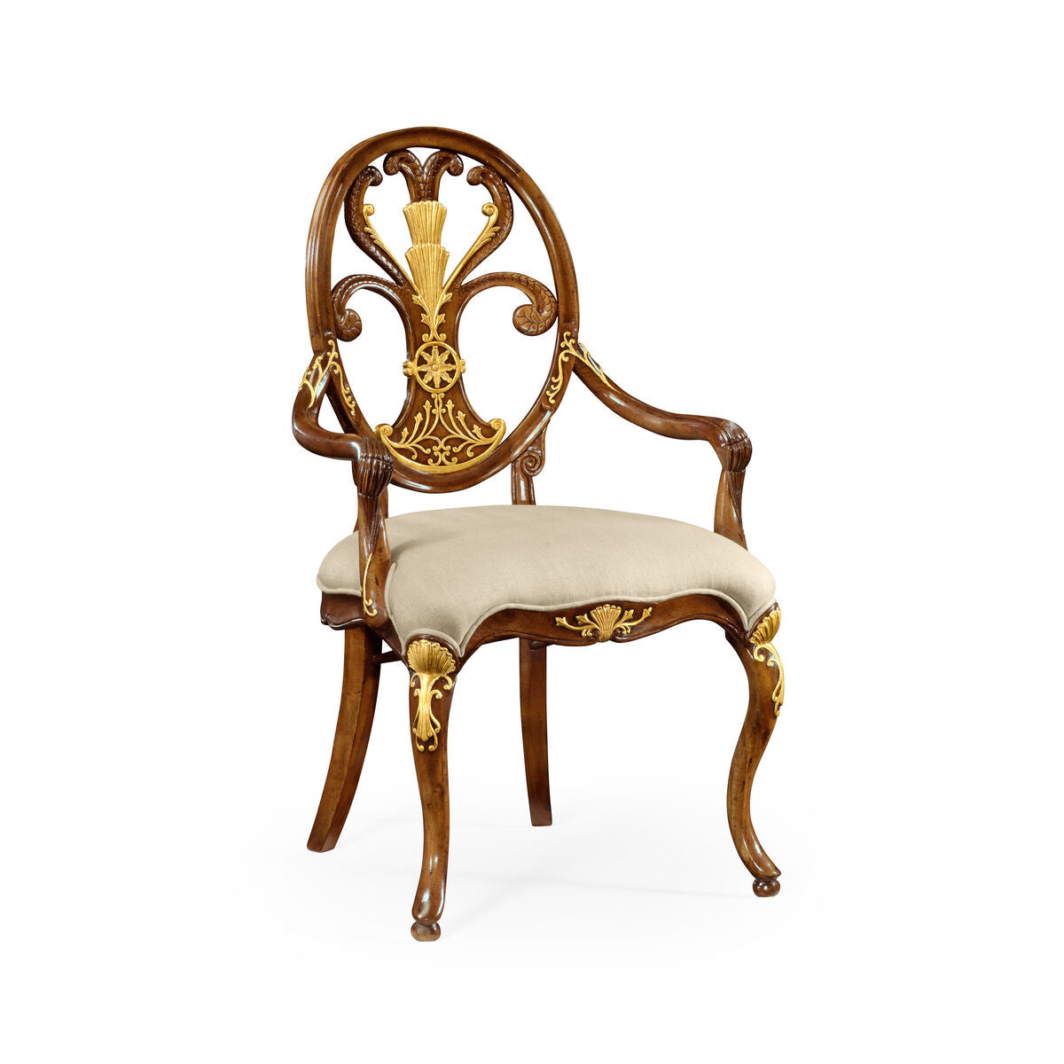 Sheraton Style Oval Back Arm Chair ( 492951-AC-WAL-GIL-F001 )