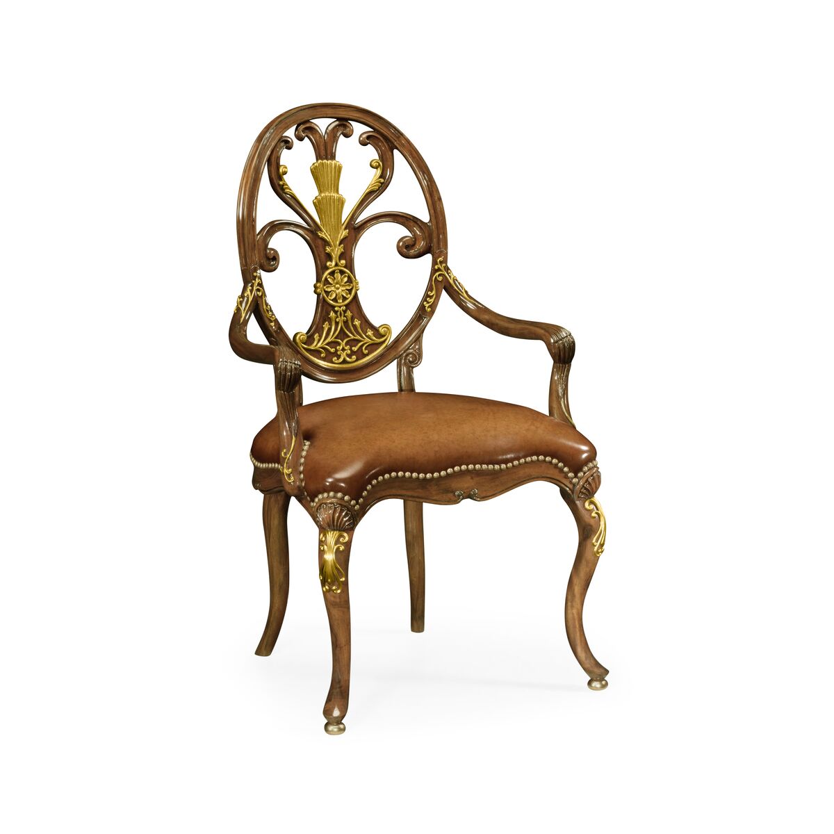 Sheraton Burl Walnut Oval Back Arm Chair ( 498088-AC-BRW-L011 )