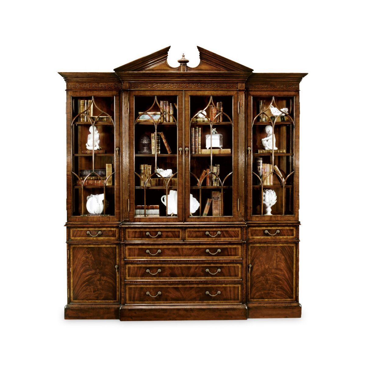 Triple MahoganyDisplay Cabinet w/Drawers ( 493156-MAH )
