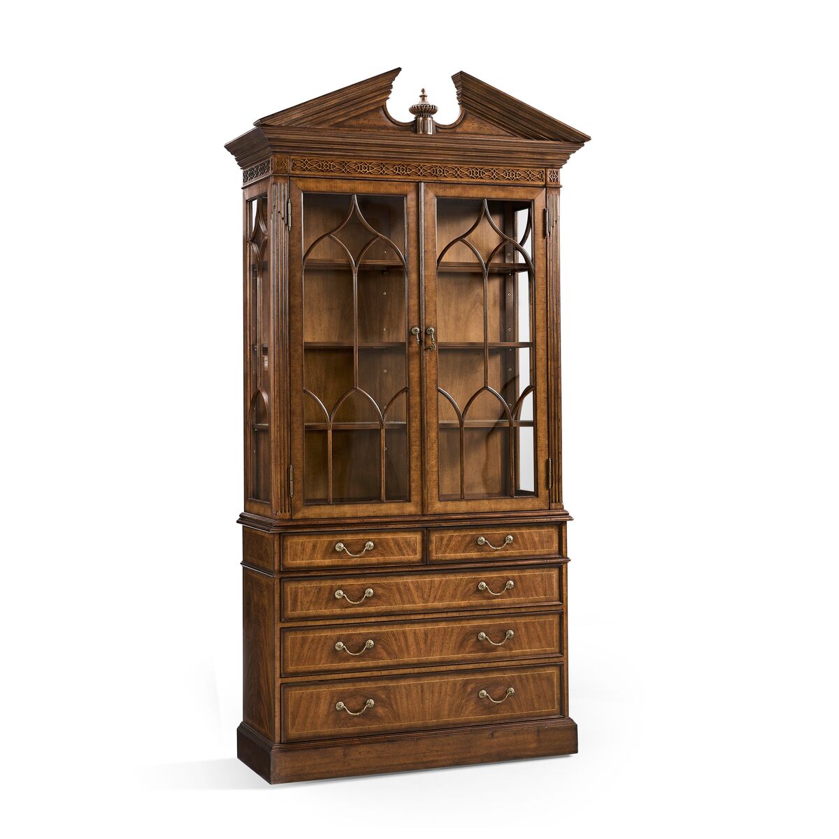 Walnut Glazed Display Cabinet w/Drawers ( 493072-CWM )