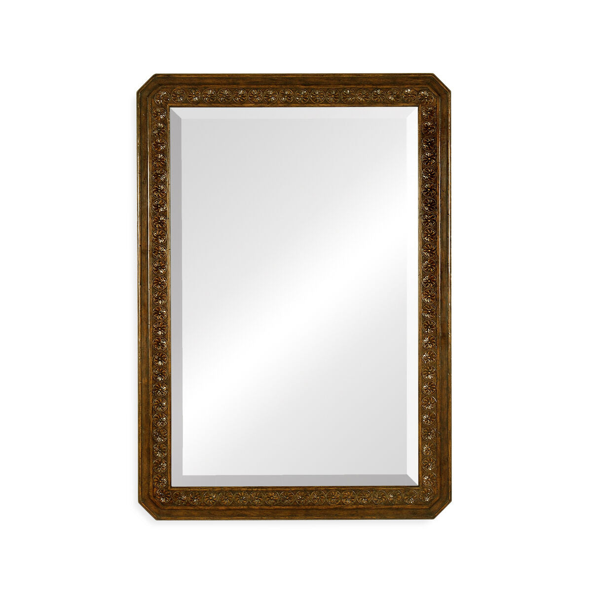 Dark Oak Rect Mirror with Carved Rosette ( 493116 )