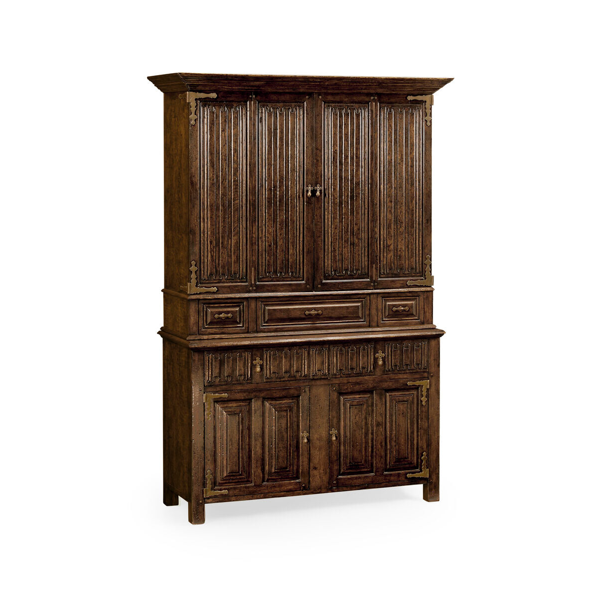 Linenfold Dark Oak TV Cabinet ( 493177-TDO )