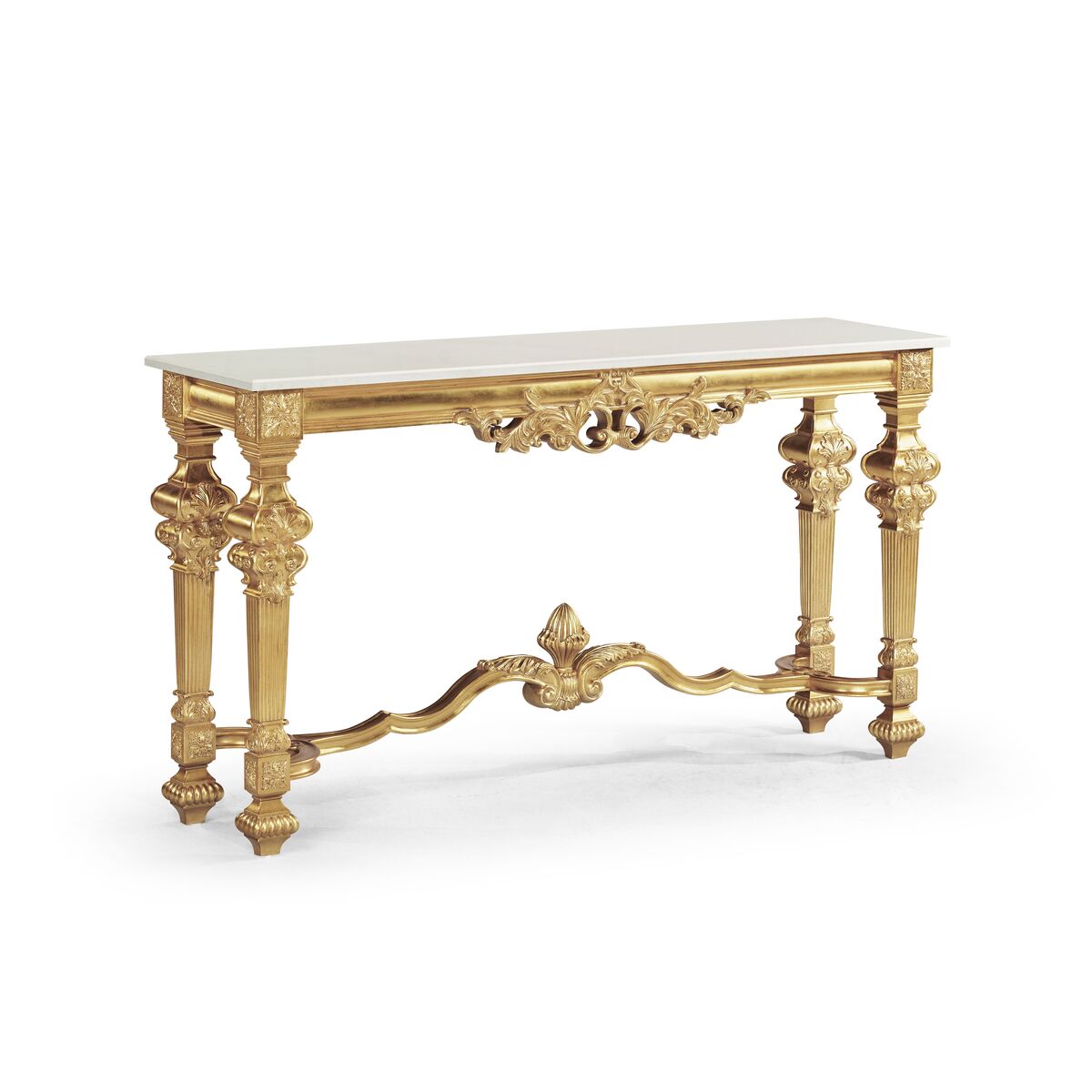 Marble Topped Baroque Gilded Console ( 493558-GIL )