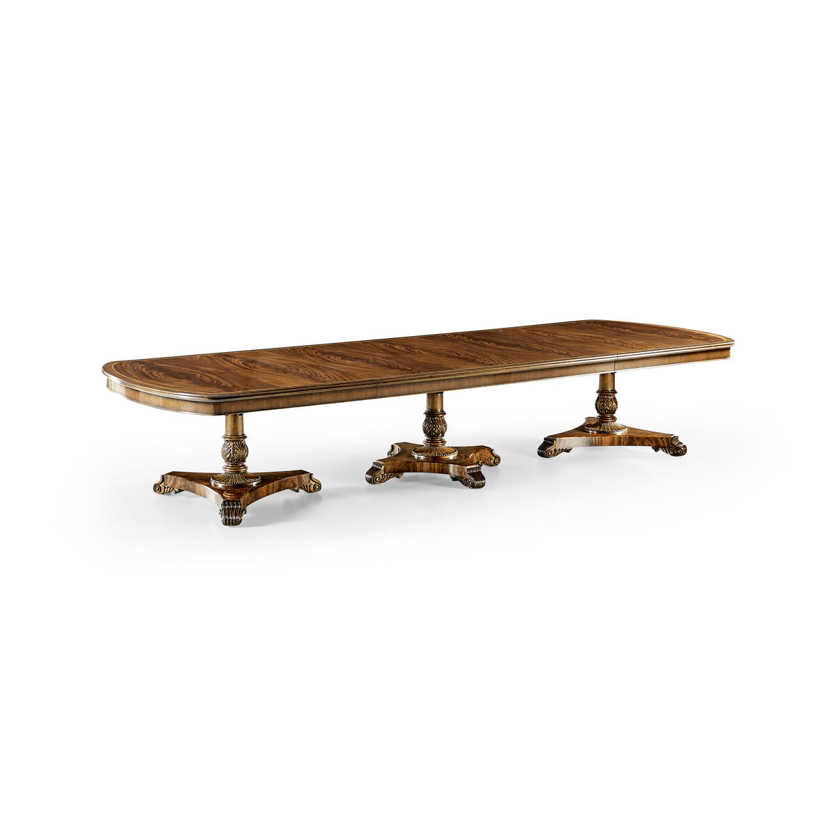 Crotch Walnut Triple Ped. Dining Table ( 493594-158L-CWM )