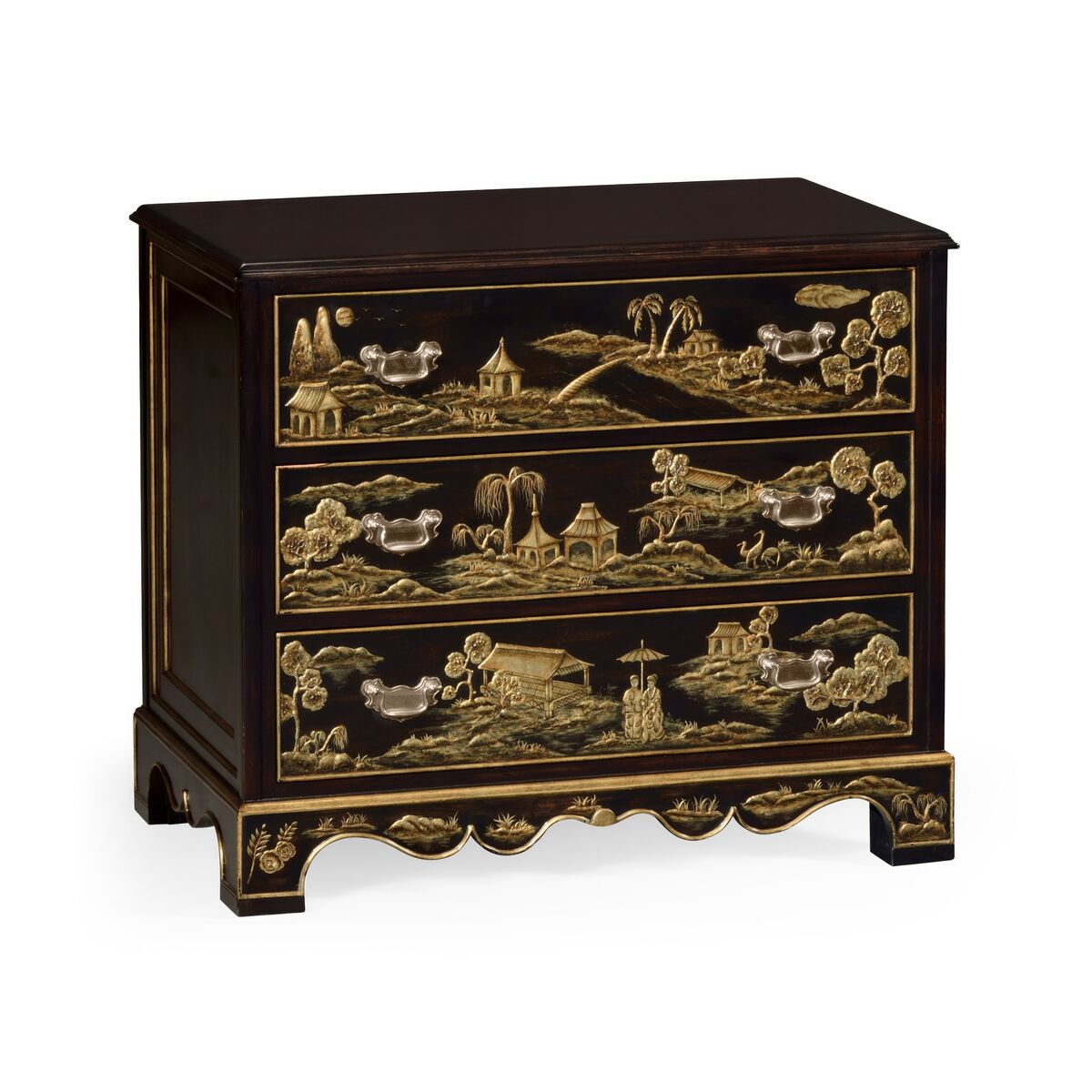 Chinoiserie Ebonised Bedside Drawers ( 495353-EBF )