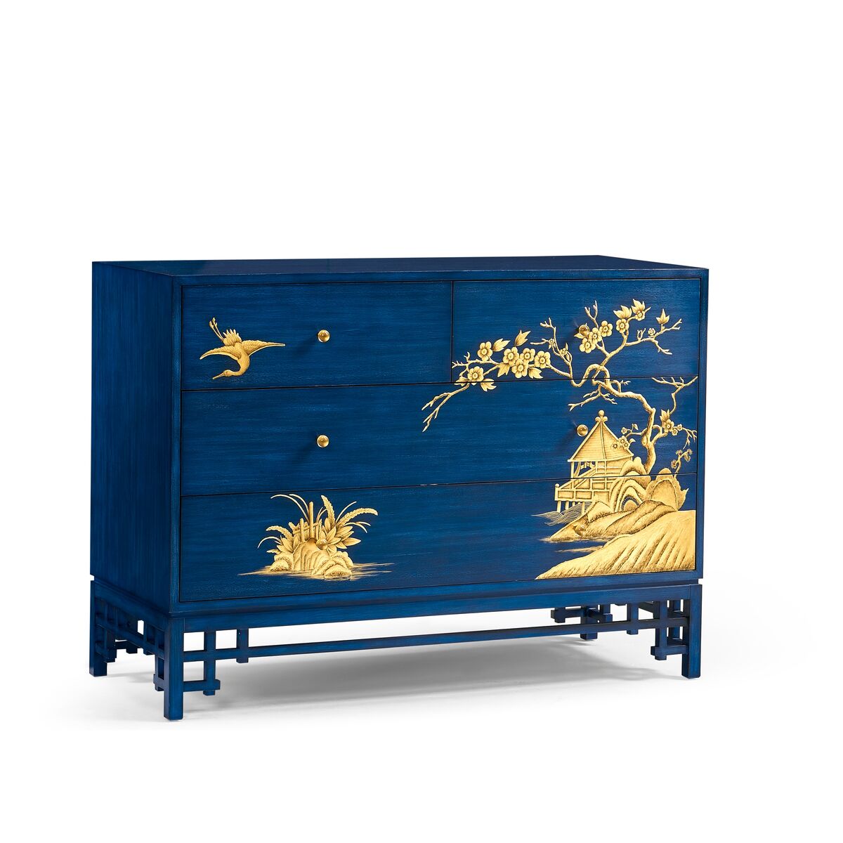 Chinoiserie-Antique Blue Chestof Drawers ( 500249-PRB )