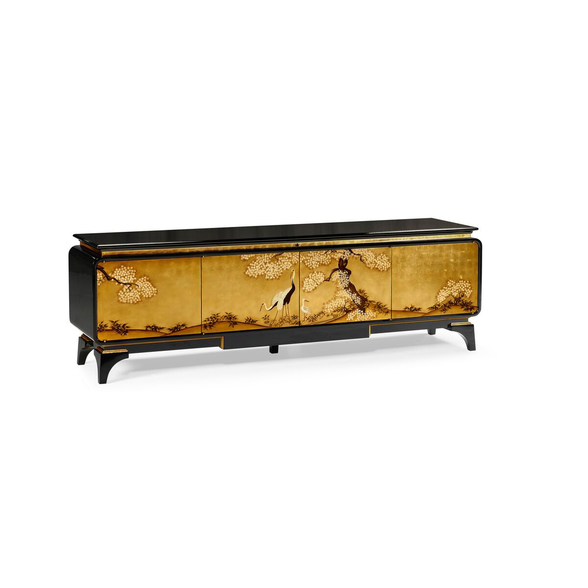 Modern Asian Smoky Black & Gold Cabinet ( 500171-AGF-BLG )