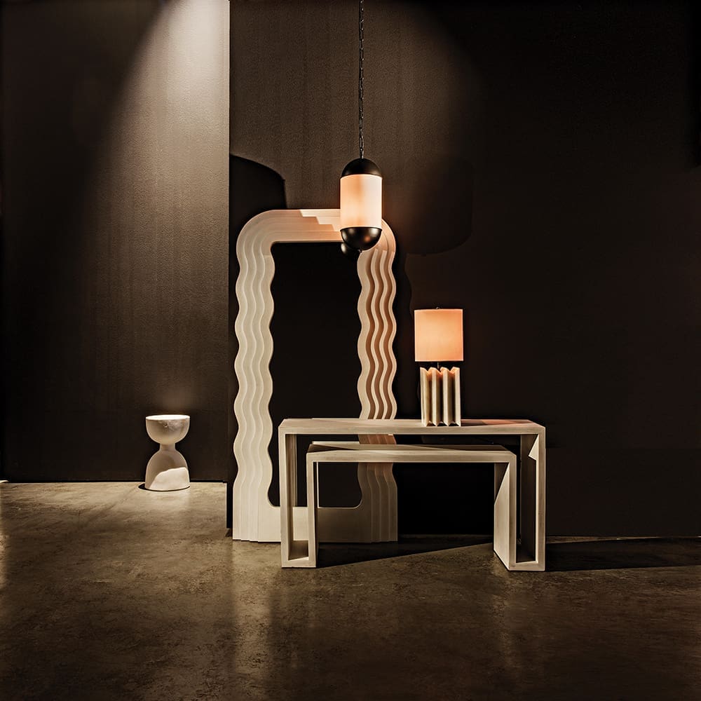 Caine Console, WH in White Wash — Noir Furniture