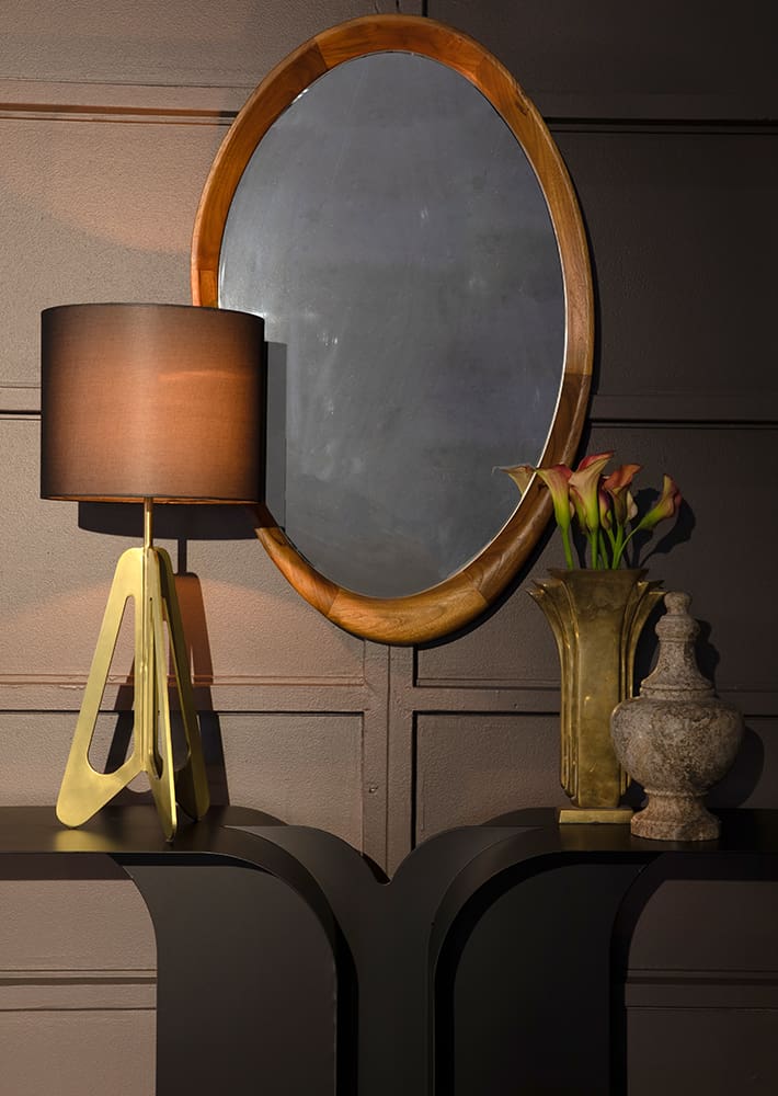 Chloe Mirror, Teak in Clear Coat Flat — Noir Furniture