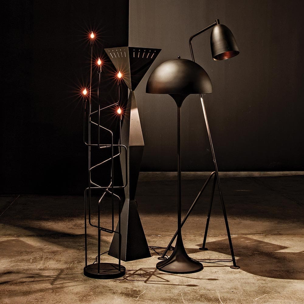 Cataracta Floor Lamp, Black Iron