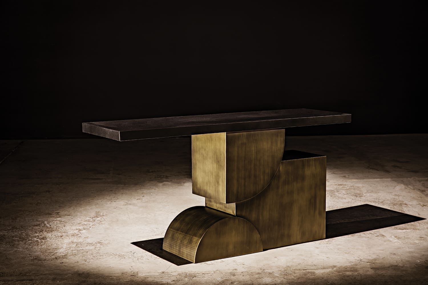 Couture Console in Matte Black and Aged Brass — Noir Furniture