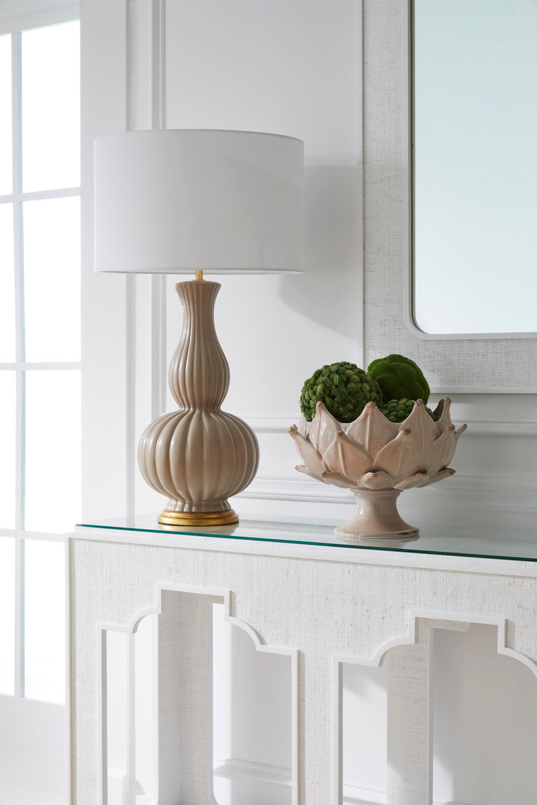 Yangon Console - White in 34.75h x 72w x 16d / Raffia - Chelsea House