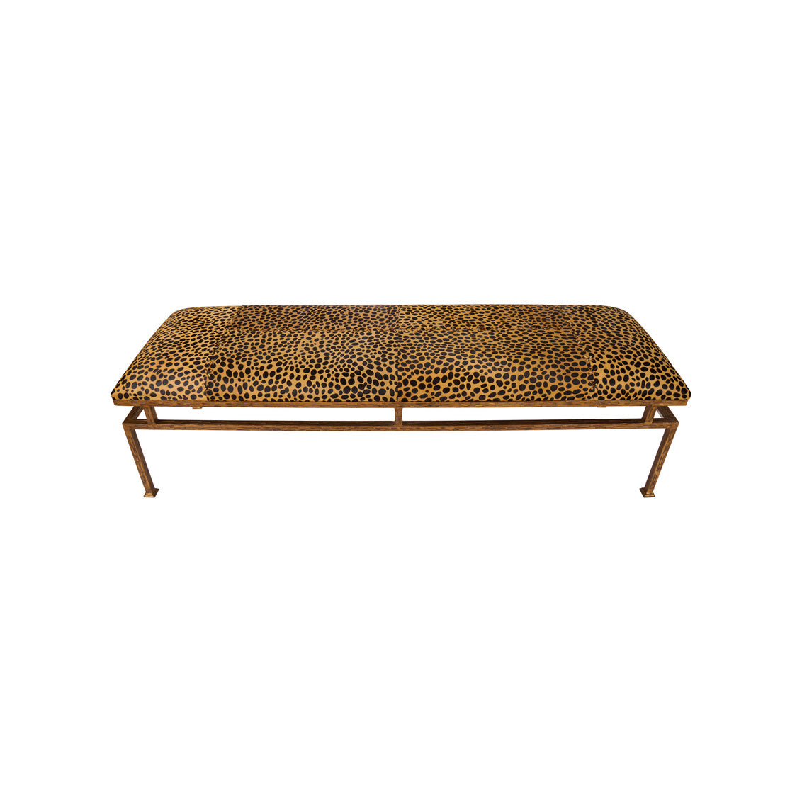 Leopard Metal Bench in Leopard Print / Hair on Hide - Chelsea House