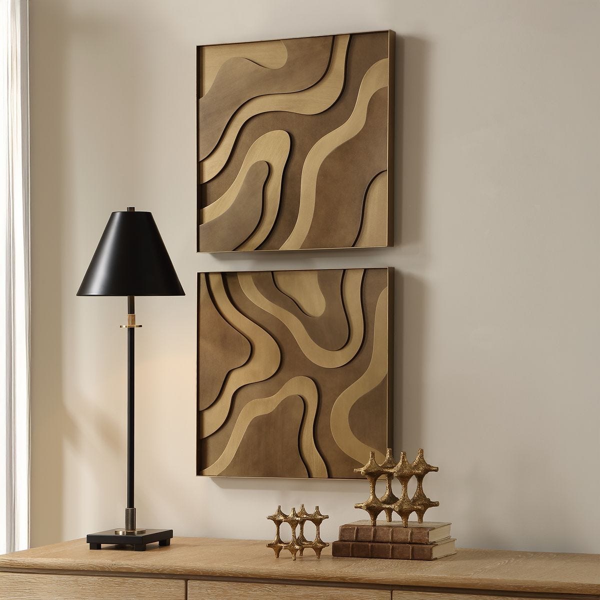 Golden Terrain Wood Wall Decor, S/2 – Wall Decor by Uttermost | Sutter & Vale