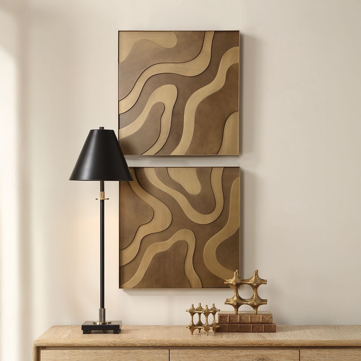 Golden Terrain Wood Wall Decor, S/2 – Wall Decor by Uttermost | Sutter & Vale