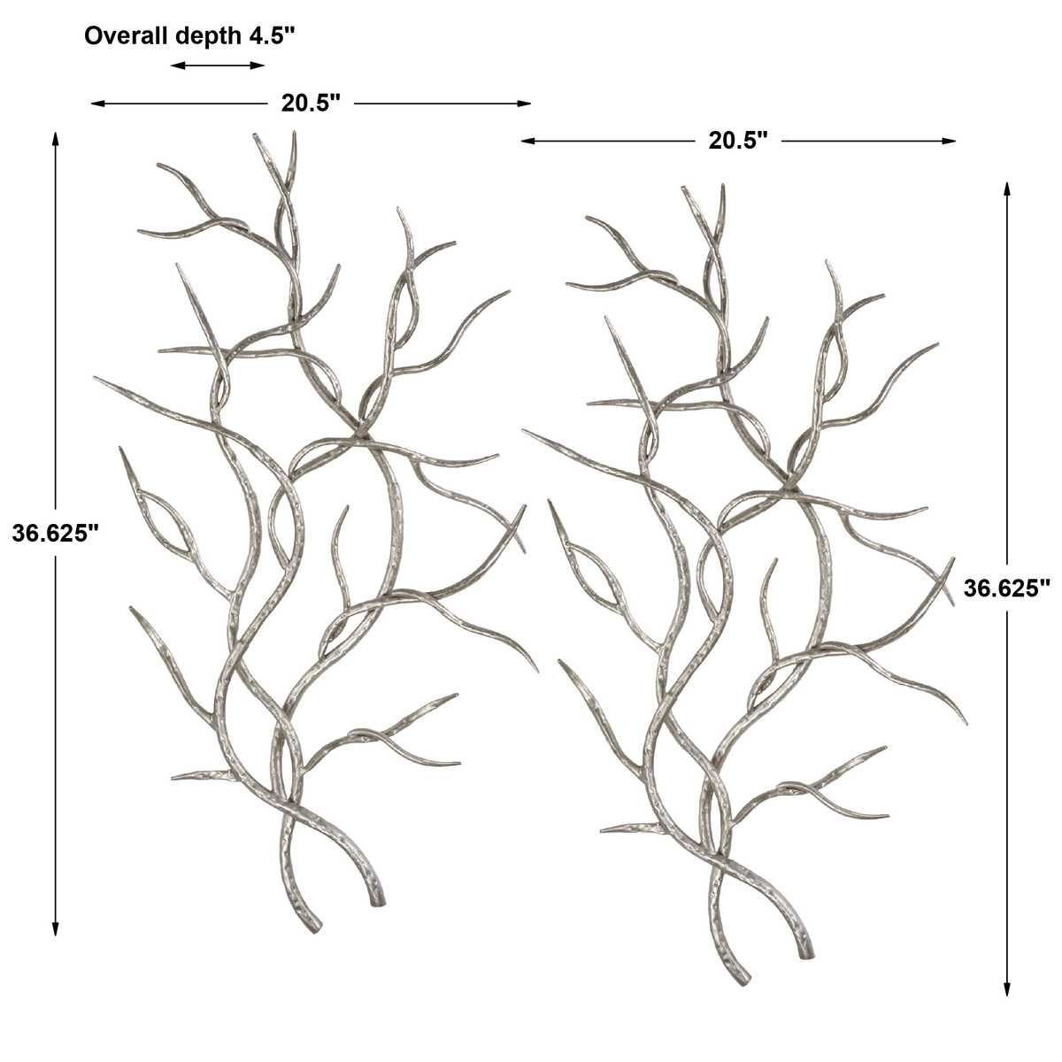 Silver Branches Metal Wall Decor, S/2 – Wall Decor by Uttermost | Sutter & Vale