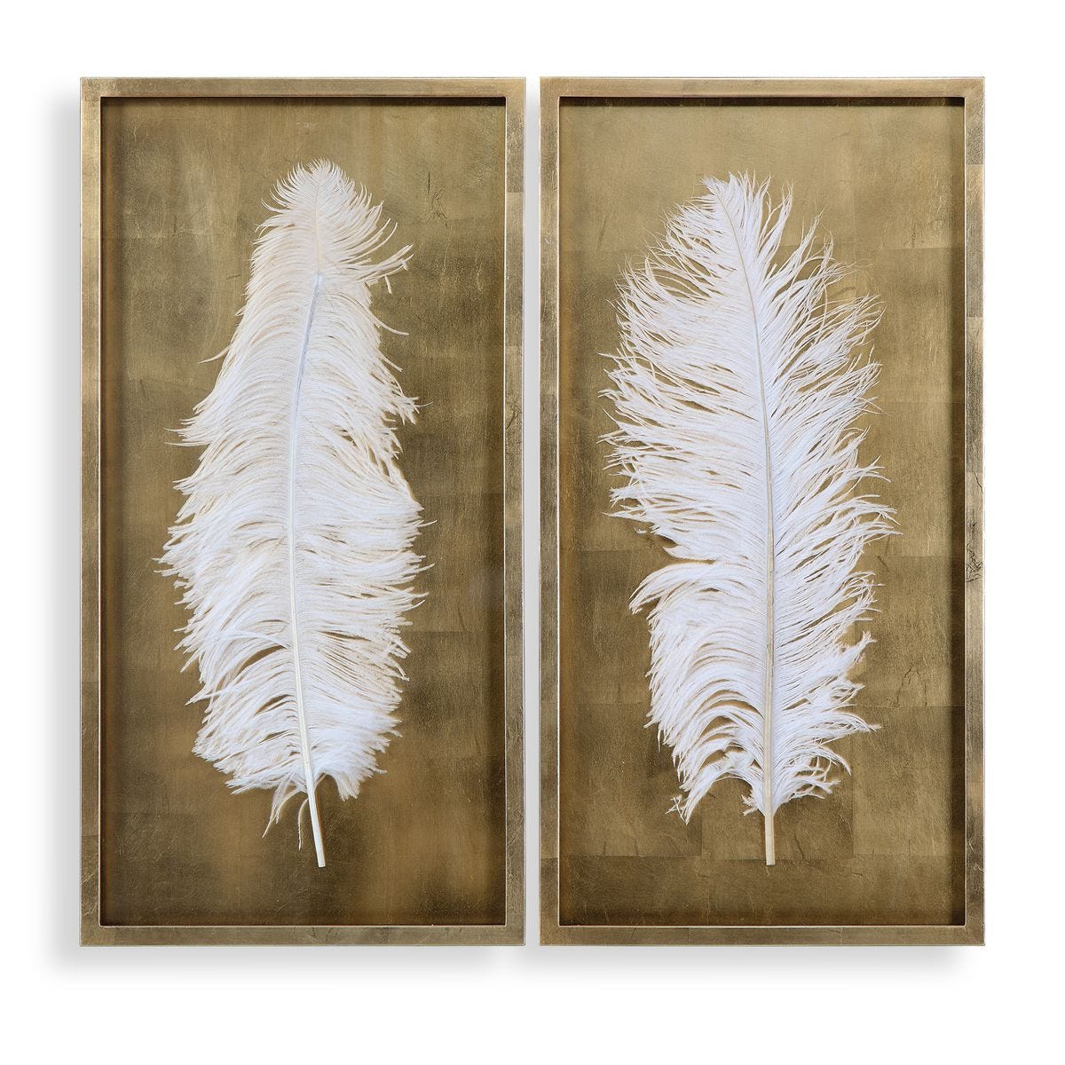 White Feathers Shadow Boxes, S/2 – Wall Decor by Uttermost | Sutter & Vale