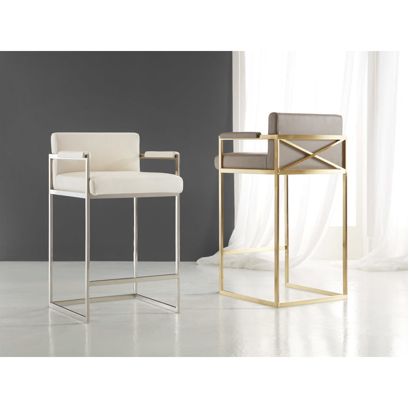 X Counter Stool-Stainless & Ivory