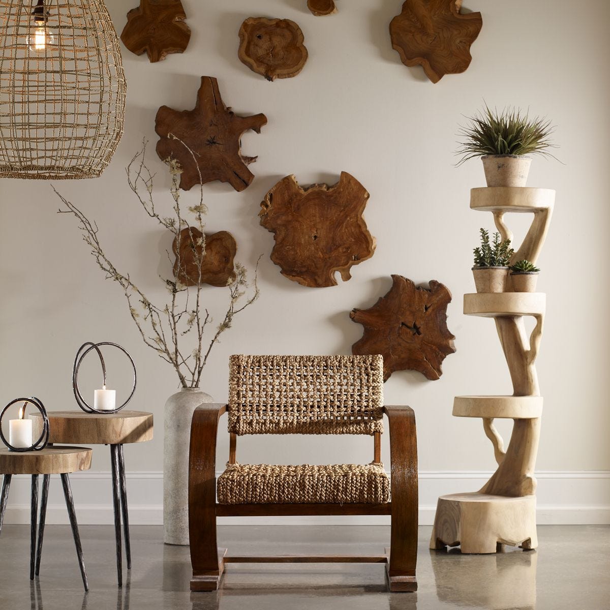 Kalani Indoor-Outdoor Wood Wall Decor, Natural, S/3 – Wall Decor by Uttermost | Sutter & Vale