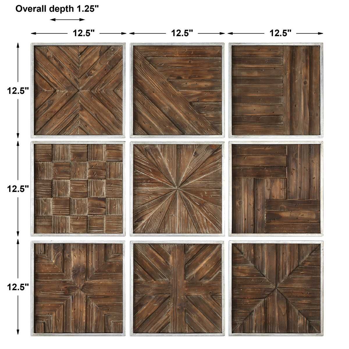 Bryndle Squares Wood Wall Decor, S/9 – Wall Decor by Uttermost | Sutter & Vale