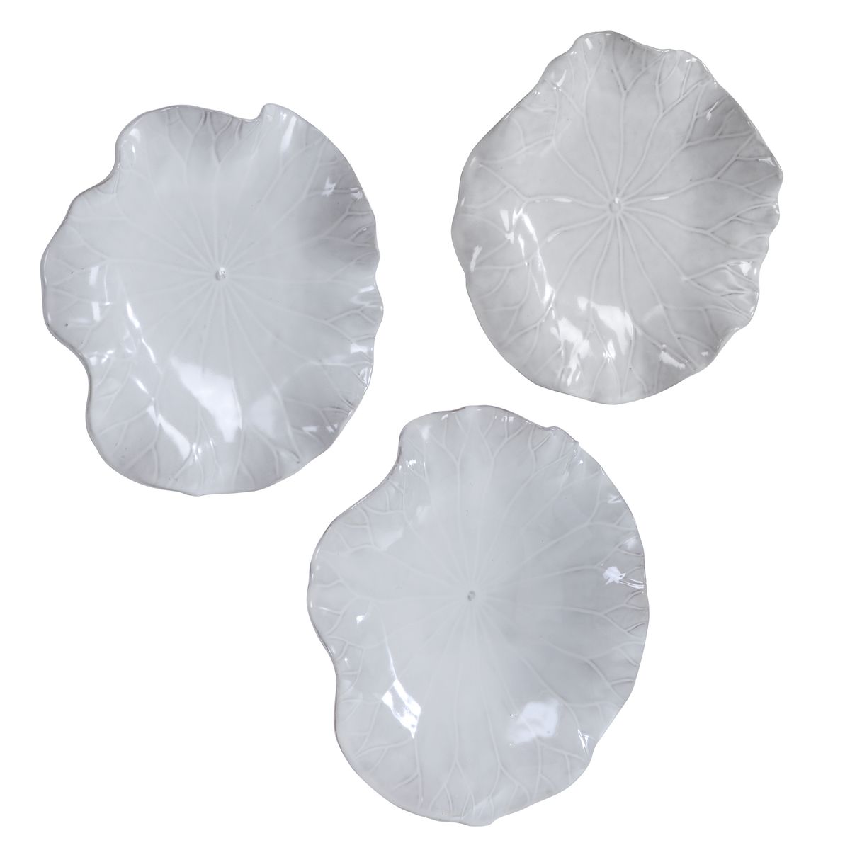 Abella Ceramic Indoor-Outdoor Wall Decor, White, S/3