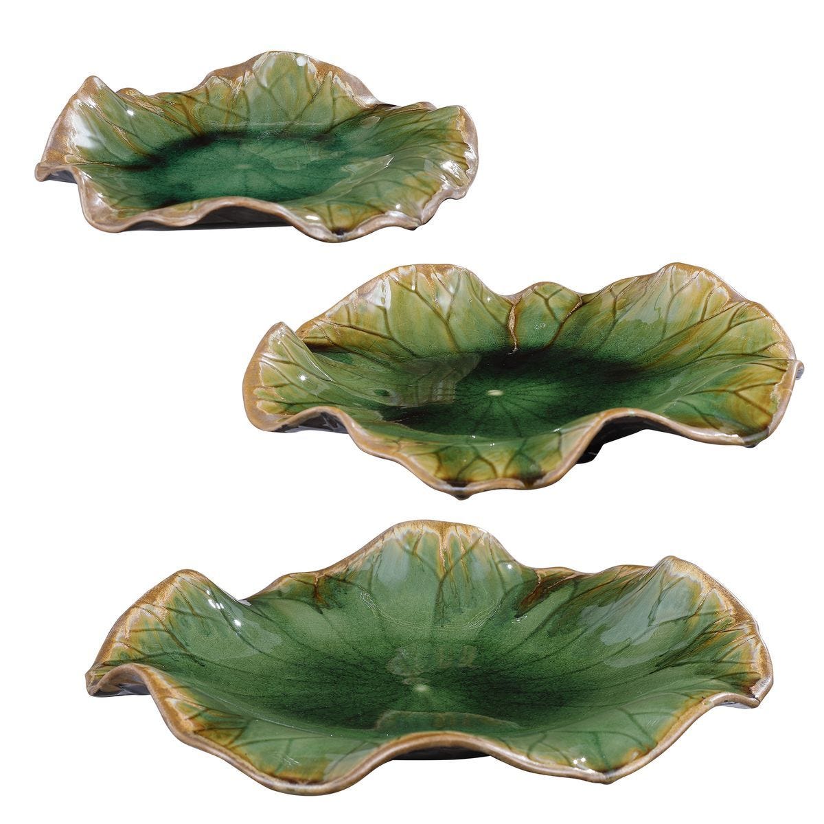 Abella Ceramic Indoor-Outdoor Wall Decor, Green, S/3 – Wall Decor by Uttermost | Sutter & Vale