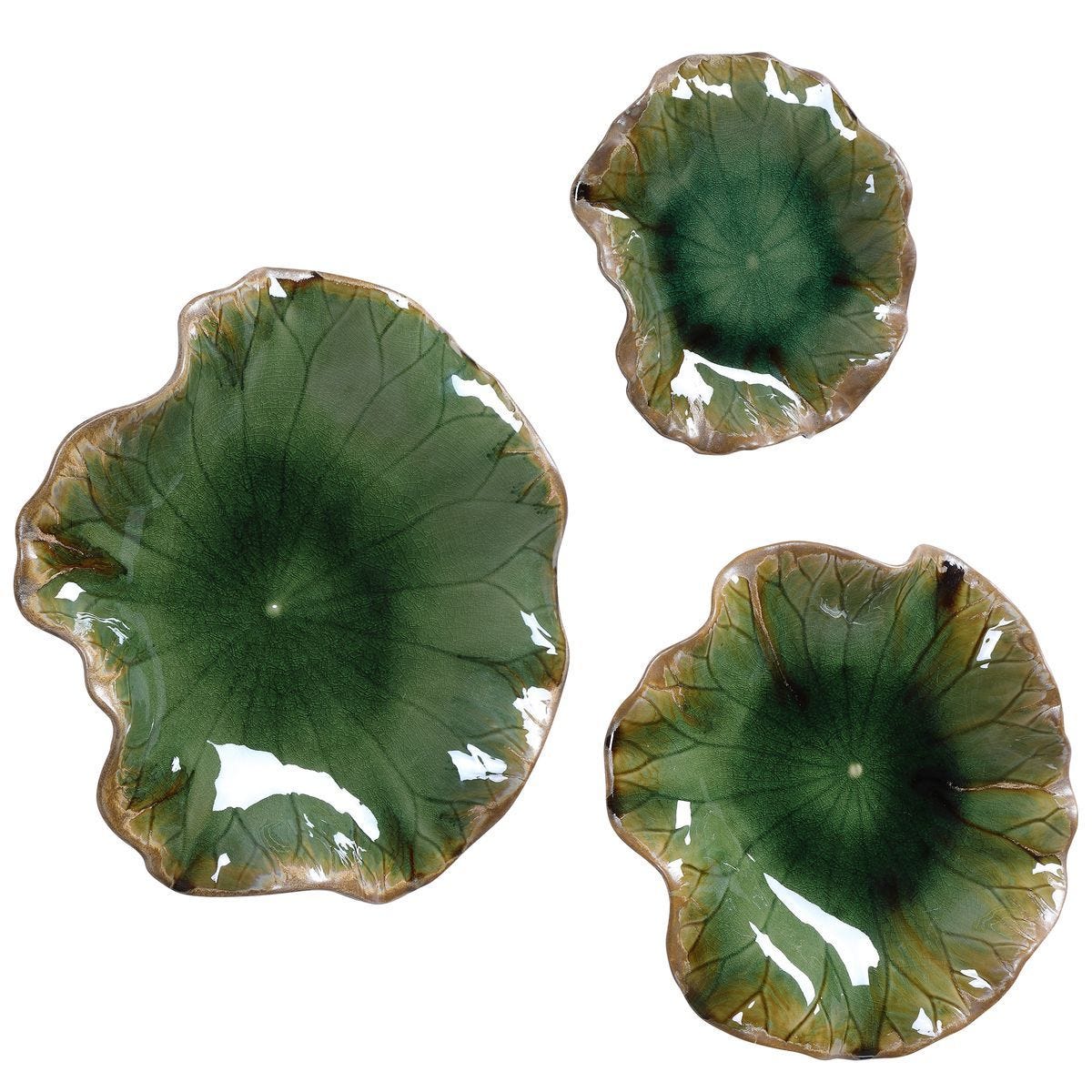 Abella Ceramic Indoor-Outdoor Wall Decor, Green, S/3 – Wall Decor by Uttermost | Sutter & Vale