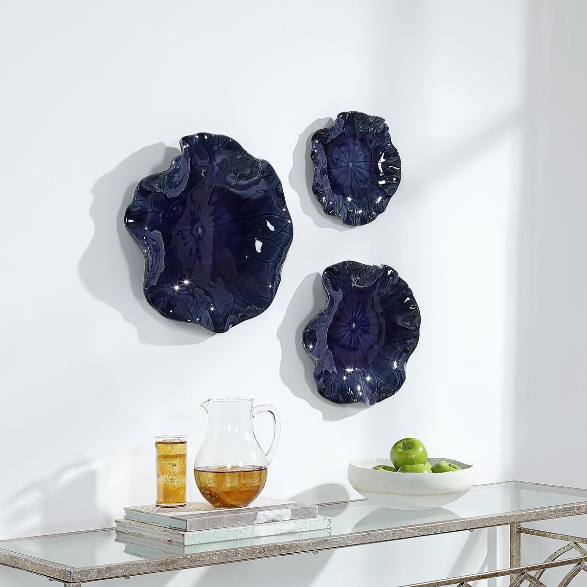 Abella Ceramic Indoor-Outdoor Wall Decor, Cobalt, S/3 – Wall Decor by Uttermost | Sutter & Vale