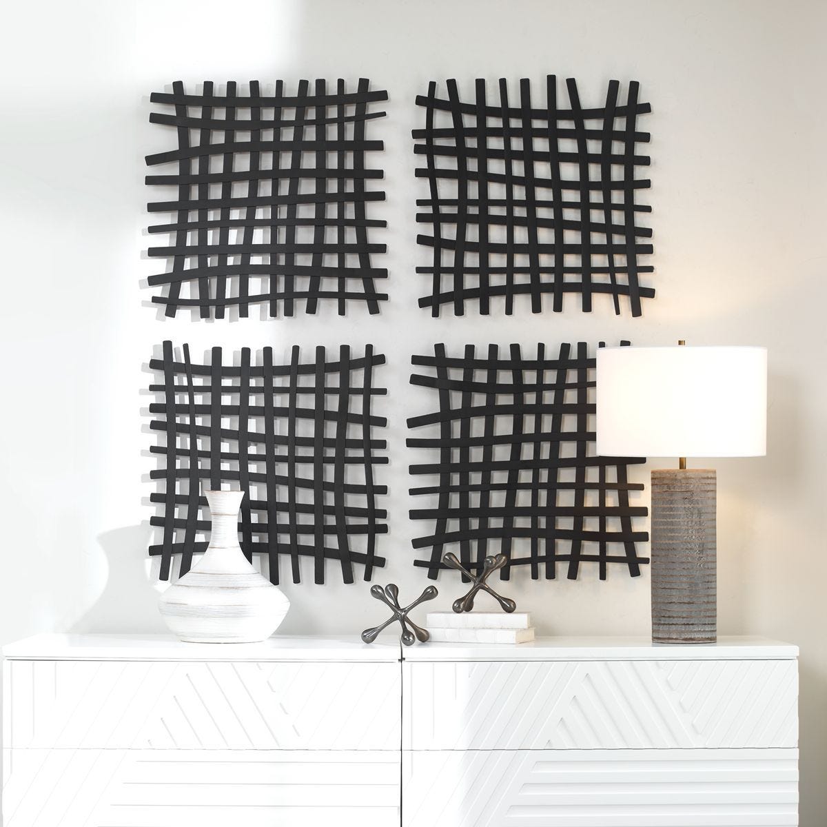 Gridlines Metal Wall Decor, Black – Wall Decor by Uttermost | Sutter & Vale