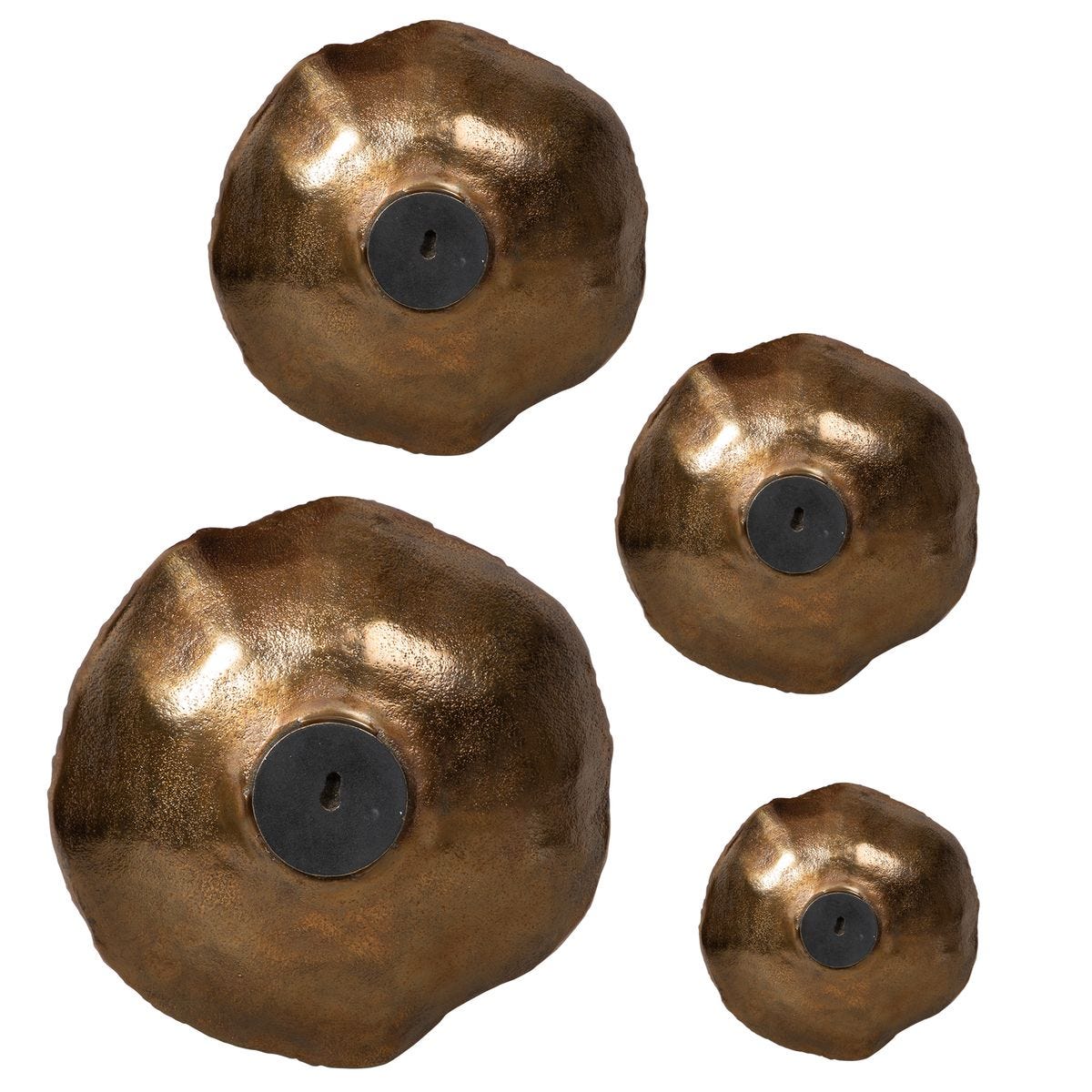 Lucky Coins Indoor-Outdoor Metal Wall Decor, Brass, S/4