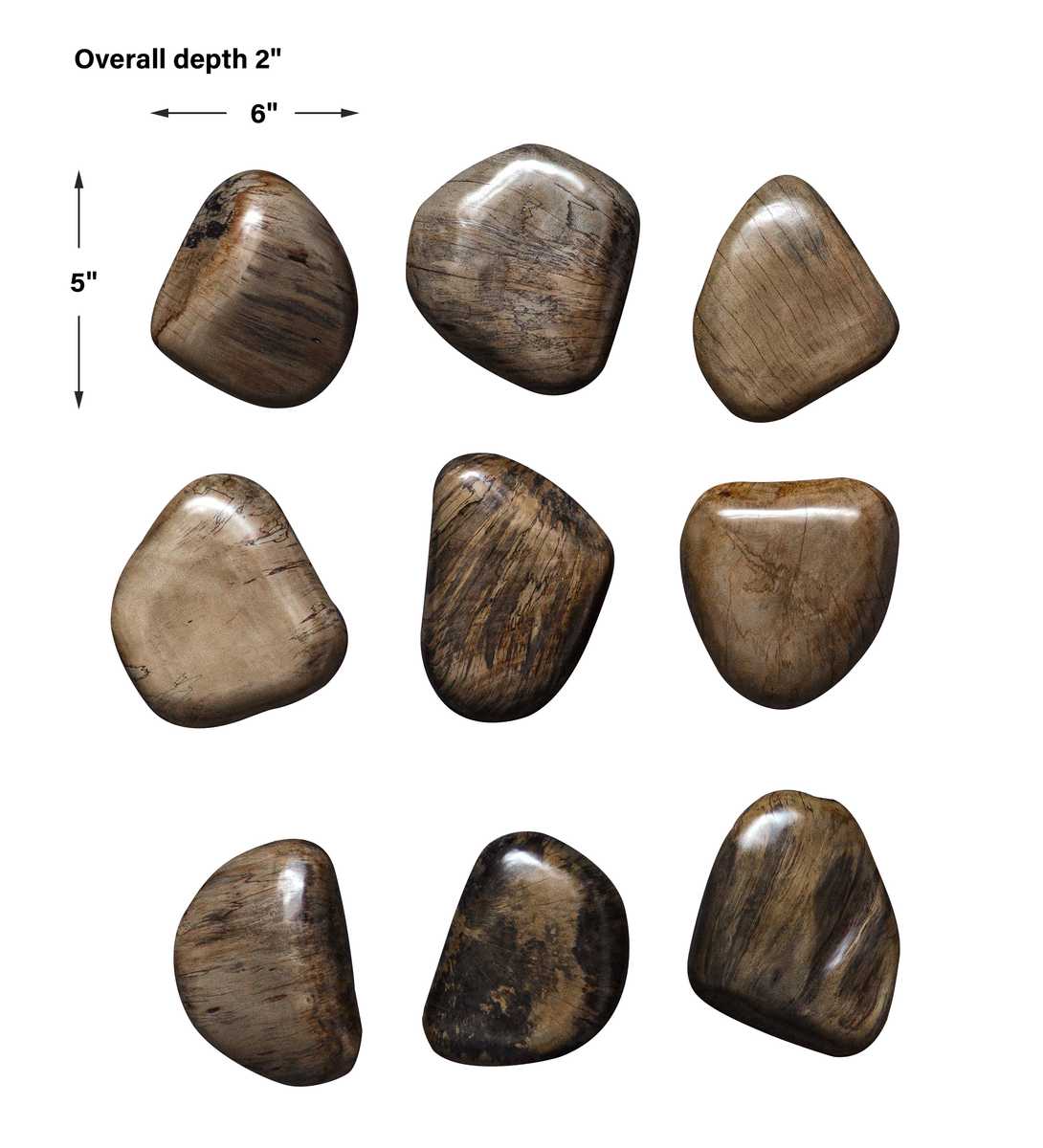 Pebbles Wood Wall Decor, Walnut, S/9