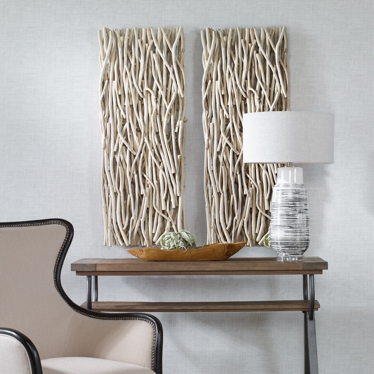 Gathered Teak Wood Wall Decor, Bleached – Wall Decor by Uttermost | Sutter & Vale