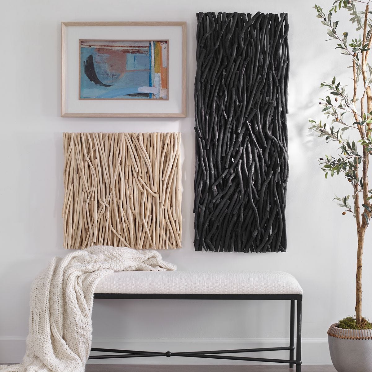 Gathered Teak Square Wood Wall Decor, Bleached – Wall Decor by Uttermost | Sutter & Vale