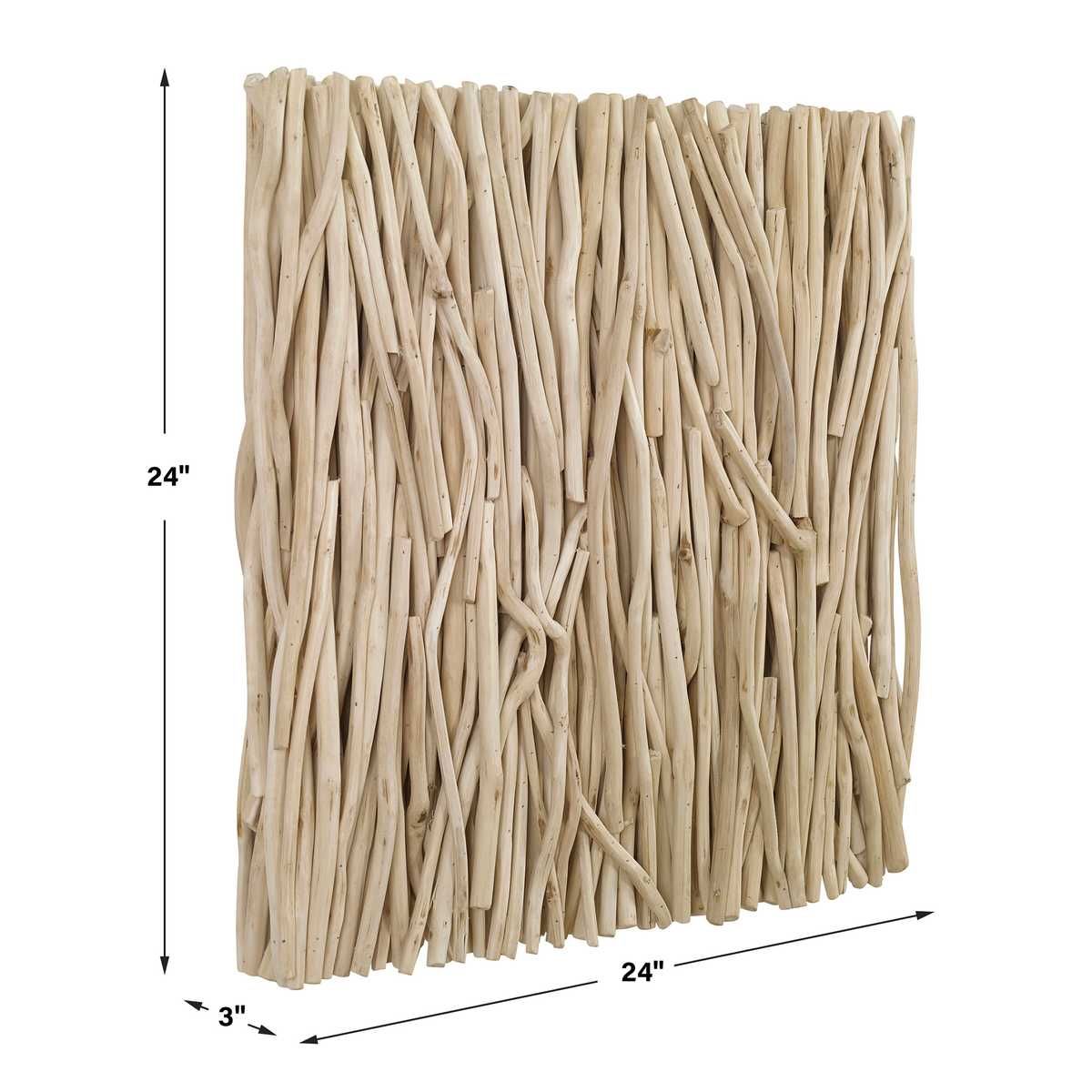 Gathered Teak Square Wood Wall Decor, Bleached – Wall Decor by Uttermost | Sutter & Vale