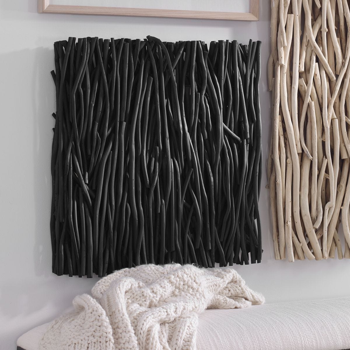 Gathered Teak Square Wood Wall Decor, Black – Wall Decor by Uttermost | Sutter & Vale