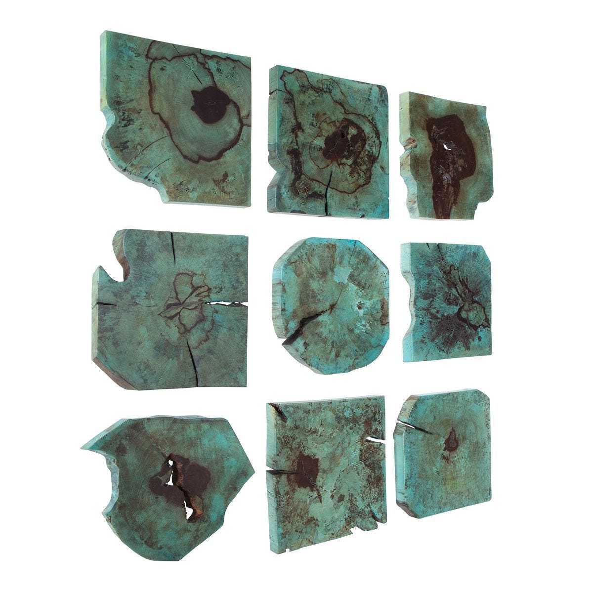 Bahati Wood Wall Decor, Blue, S/9 – Wall Decor by Uttermost | Sutter & Vale