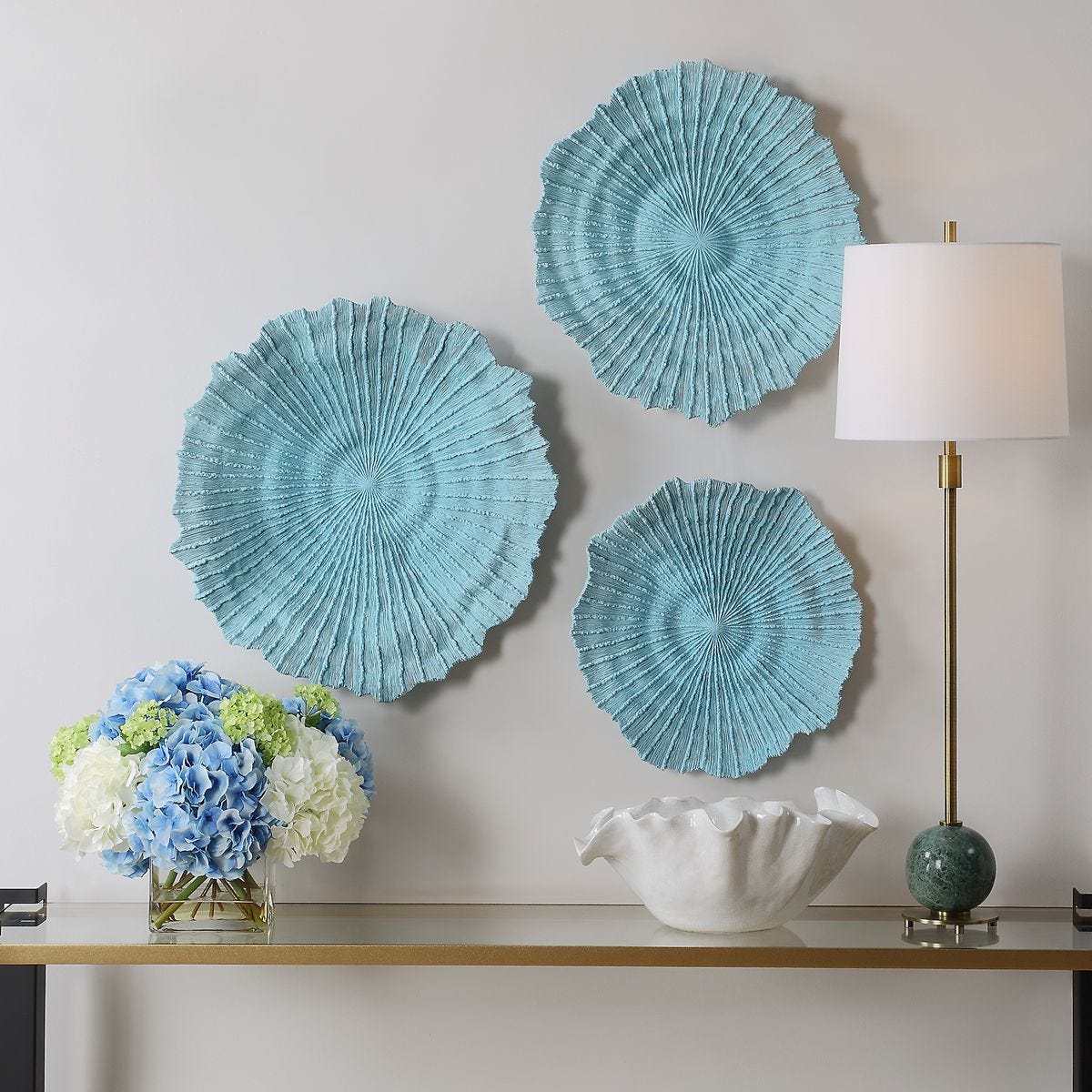 Ocean Gems Wall Decor, Blue, S/3