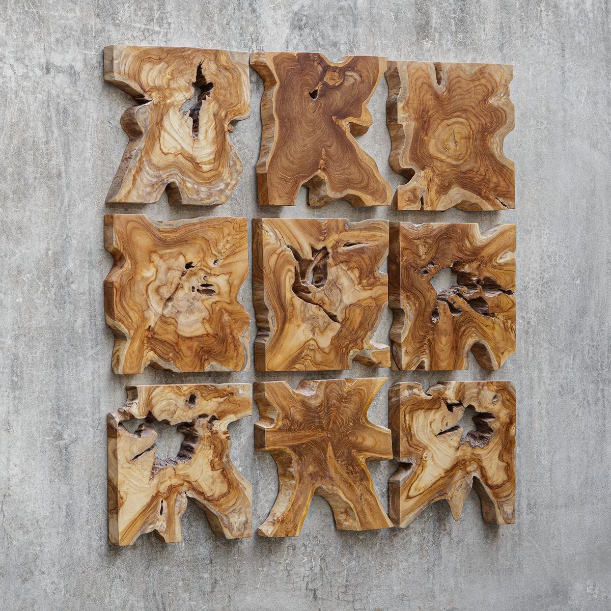 Talia Indoor-Outdoor Wood Wall Decor, S/9 – Wall Decor by Uttermost | Sutter & Vale