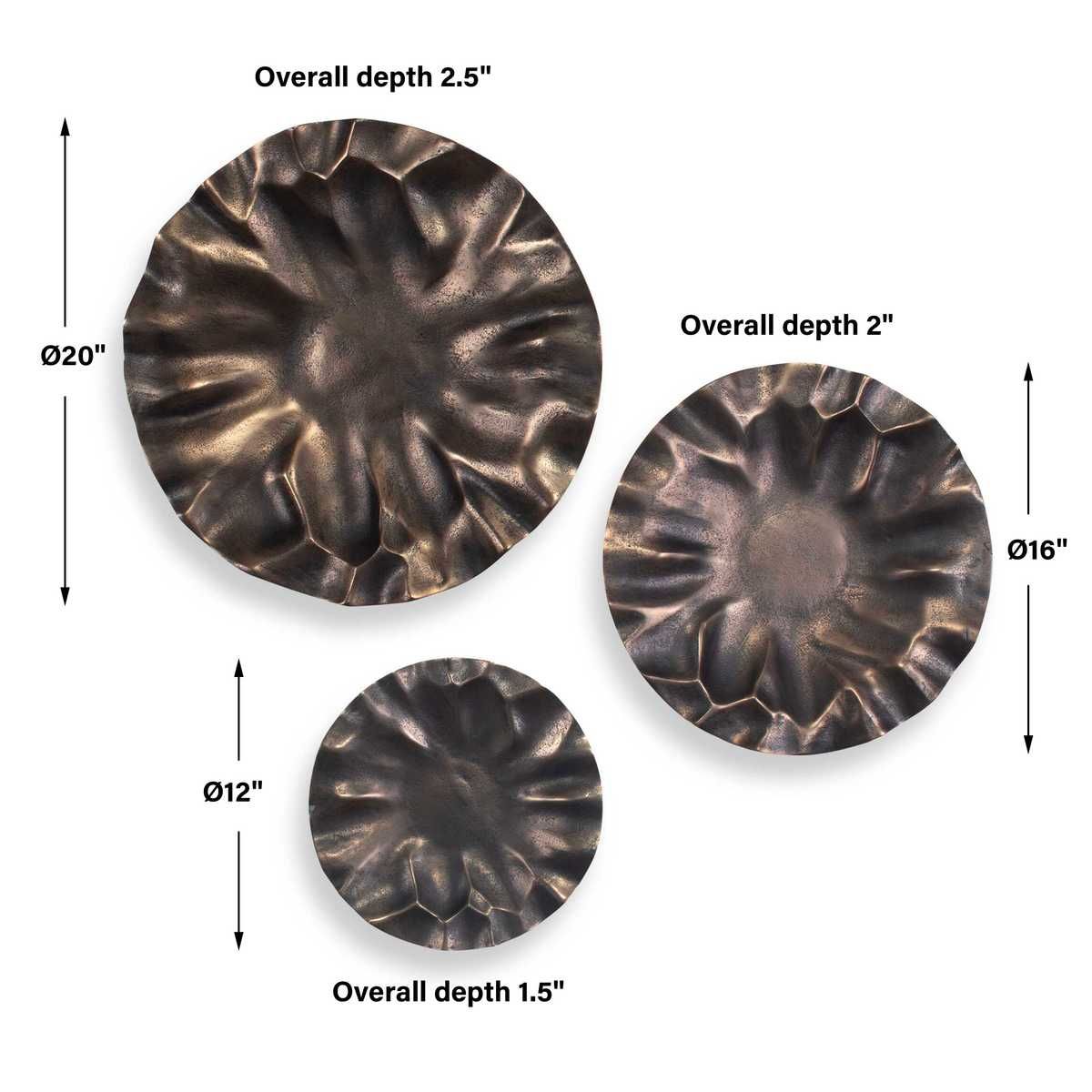 Peonia Indoor-Outdoor Wall Decor, Bronze, S/3 – Wall Decor by Uttermost | Sutter & Vale