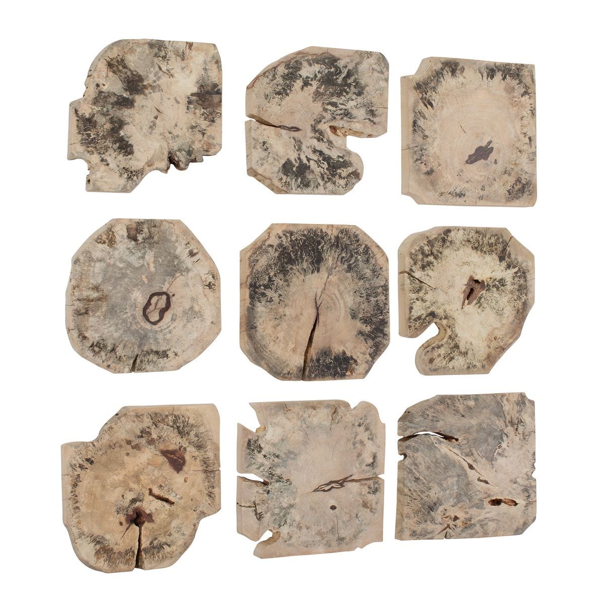Bahati Wood Wall Decor, Bleached, S/9