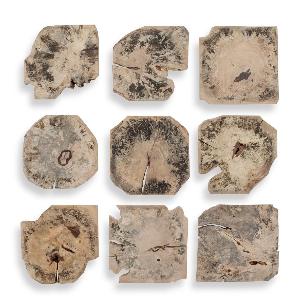 Bahati Wood Wall Decor, Bleached, S/9 – Wall Decor by Uttermost | Sutter & Vale