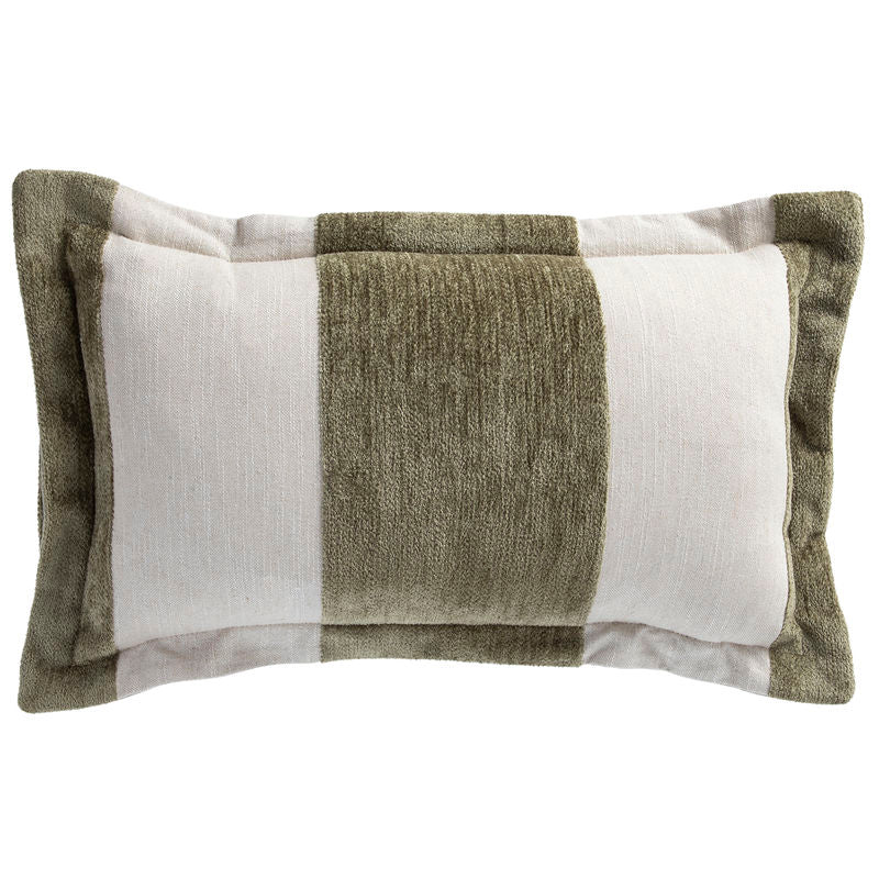 Wide Stripe Chenille Moss Feather 14x24