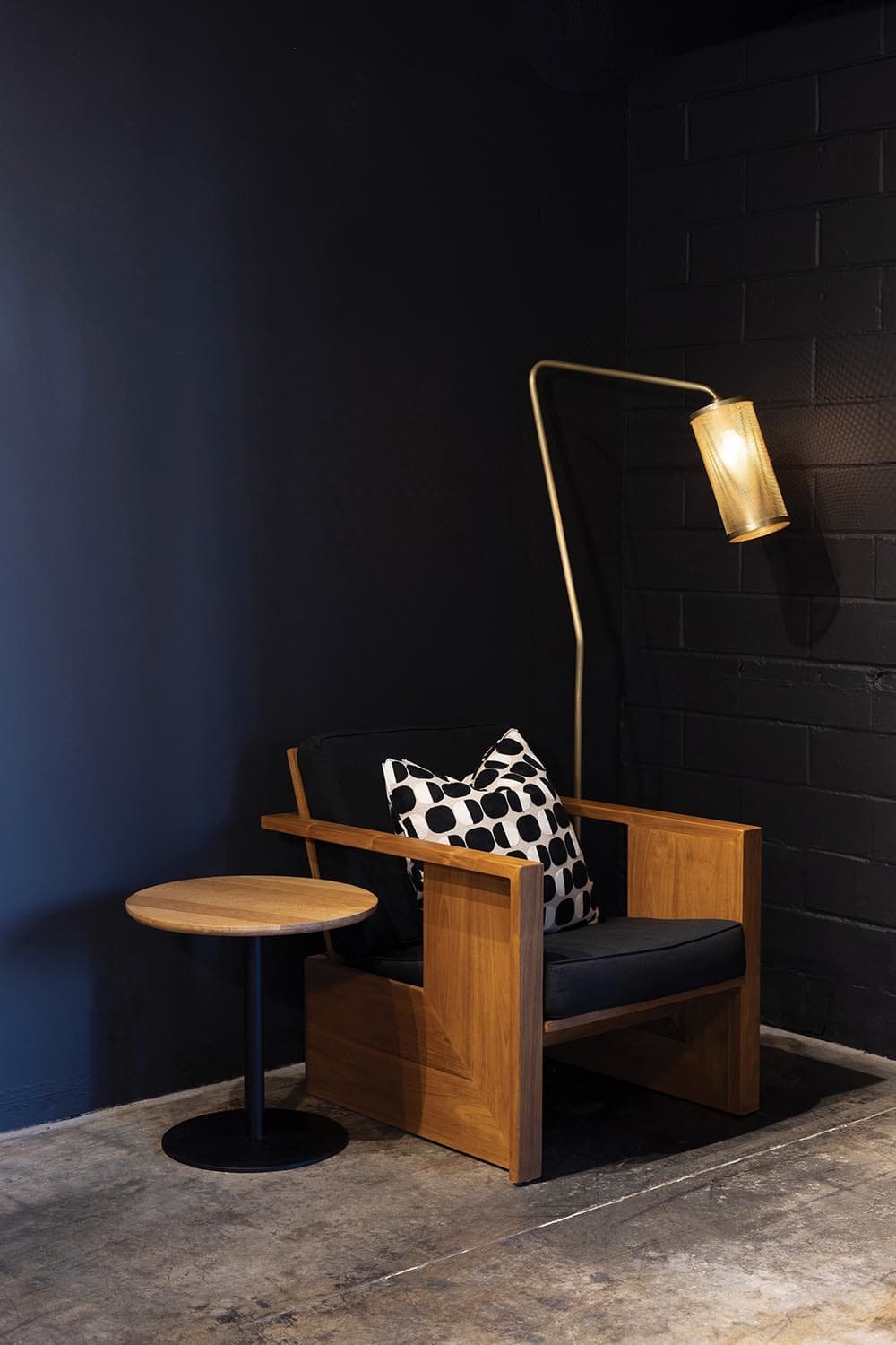 Ford Small Side Table, Gold Teak with Iron Base