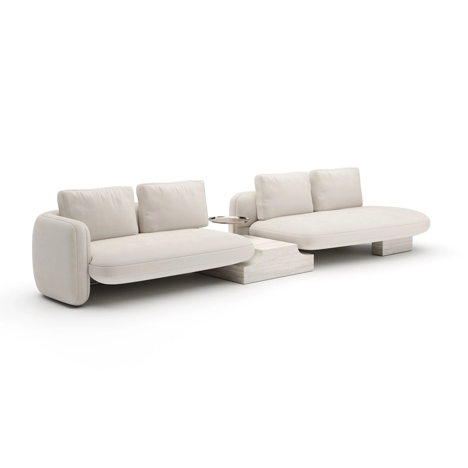 Overlap Right Bumper Sectional Ecru