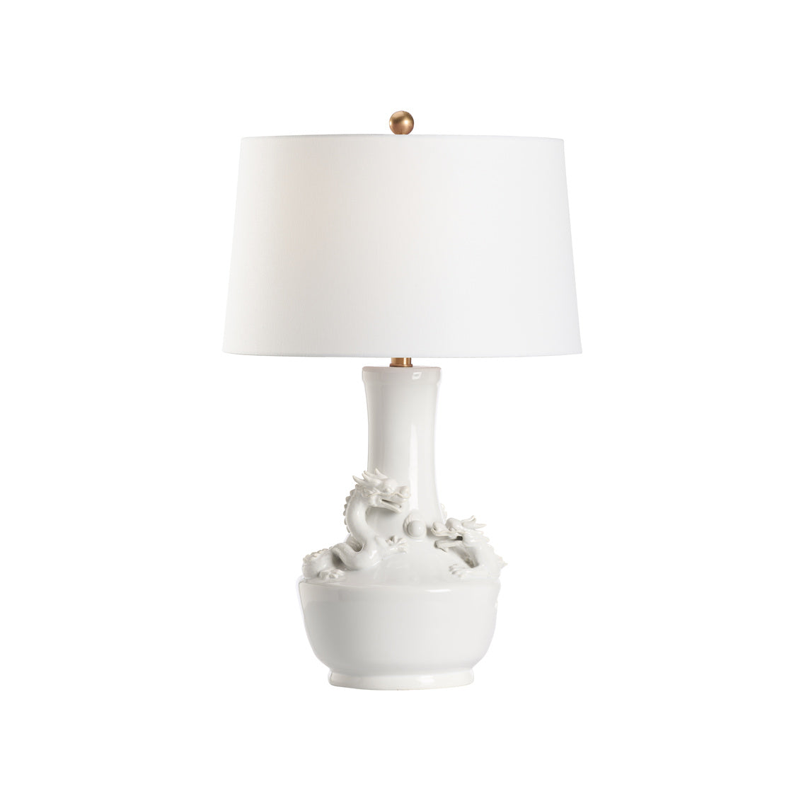 Pinyin Table Lamp - White Shade in White Glaze / Ceramic/Porcelain - Chelsea House