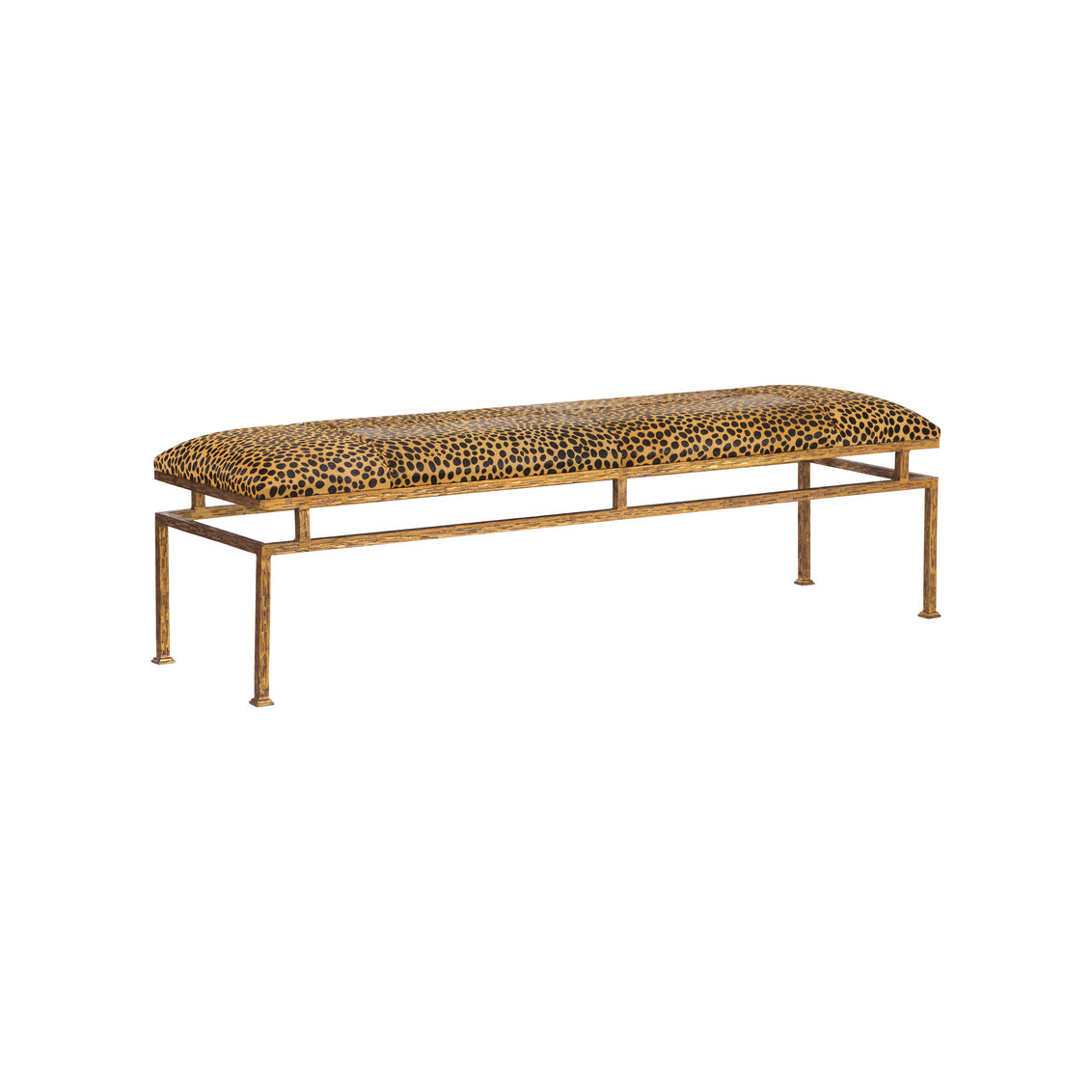 Leopard Metal Bench in Leopard Print / Hair on Hide - Chelsea House